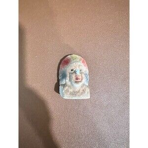 Vintage Small Indian Head Bust 1" Figurine Statue Painted Clay Terracotta
